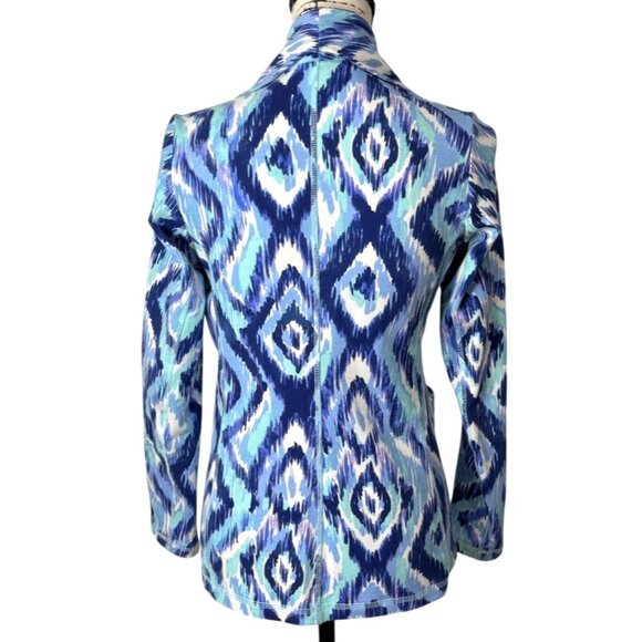 Lilly Pulitzer Ikat Print Blazer Blue Jacket with Pockets Womens Size XS - Picture 3 of 8